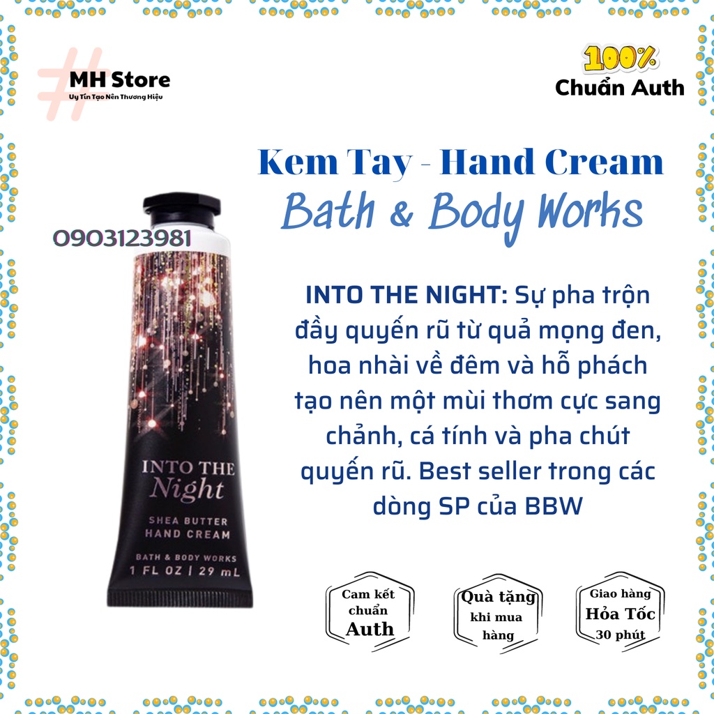Bộ Sản Phẩm INTO THE NIGHT Xịt Thơm, Lotion, Sữa Tắm, Nước Rửa Tay, Kem Tay Bath and Body Works