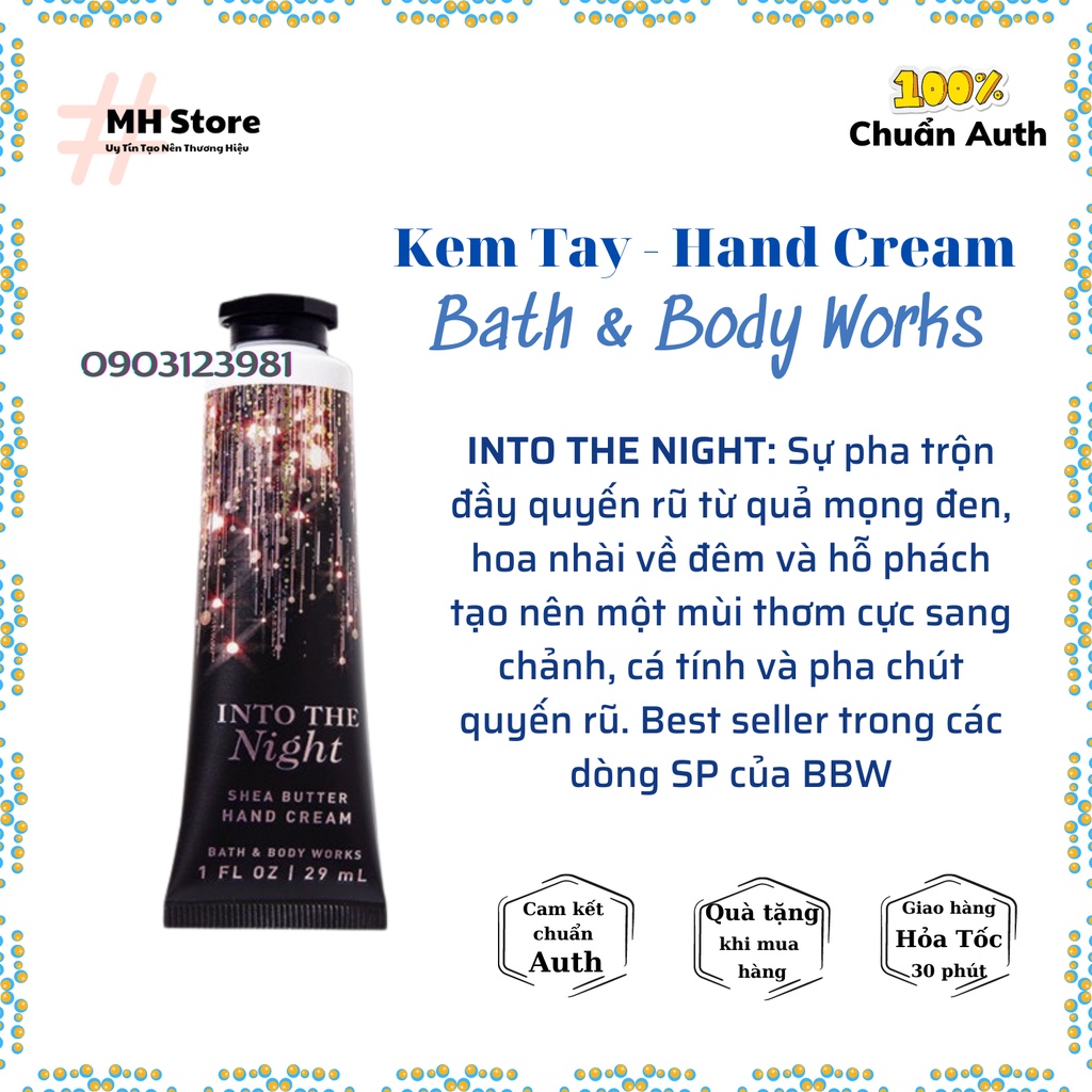 Bộ Sản Phẩm INTO THE NIGHT Xịt Thơm, Lotion, Sữa Tắm, Nước Rửa Tay, Kem Tay Bath and Body Works (MH Shop)