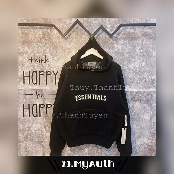 Áo hoodie ESSENTIALS  KNIT BLACK