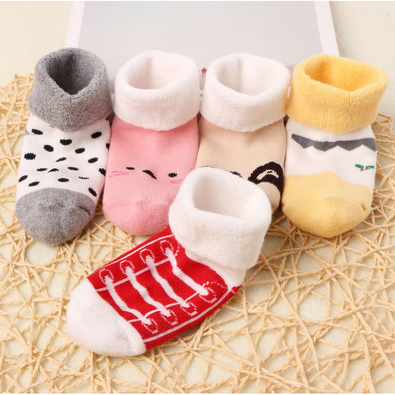 set 5 đôi tất cotton hoa văn hoạt hình cho bé