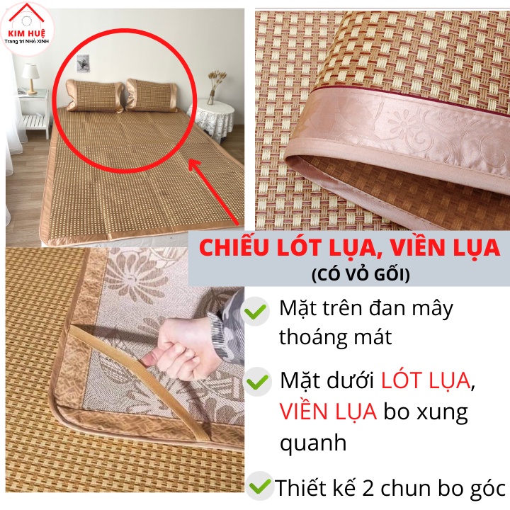 Chiếu điều hòa sợi mây tổng hợp lót lụa cao cấp hàng việt nam xuất khẩu 2 mặt giá rẻ 1m2 1m6 1m8 thoáng mát ngày hè