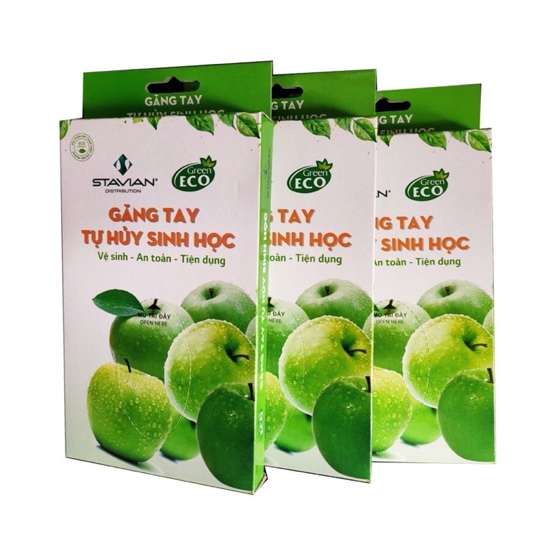 Găng tay nilon tự hủy sinh học (100c/hộp) - Hộp găng tay nilon Stavian (Hàng VN)