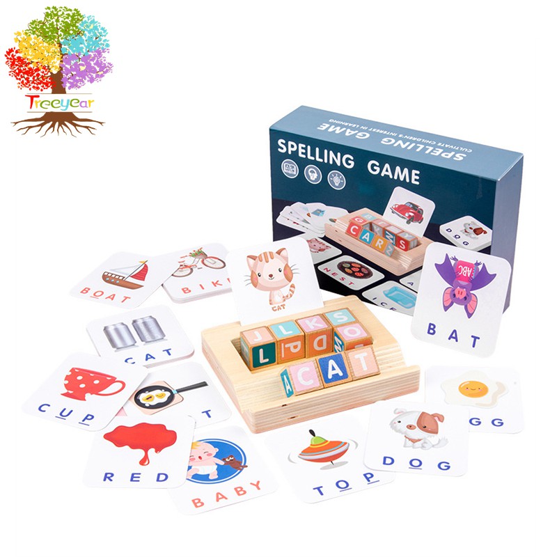 Treeyeear Matching Letter Game dành cho trẻ em, Trò chơi đánh vần & đọc sách Bảng chữ cái Thẻ Flash 