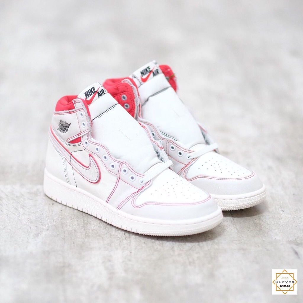 [FREESHIP+VOUCHER] Giày Thể Thao AIR JORDAN 1 Retro High Phantom Gym Red Trắng Full Viền đỏ Cực đẹp Cho Cả Nam Và Nữ