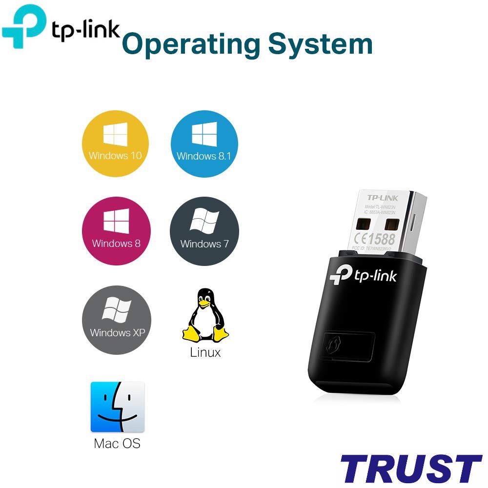 TP-Link N 300Mbps Nhỏ gọn USB kết nối Wi-Fi -TL-WN823N - Hàng Chính Hãng