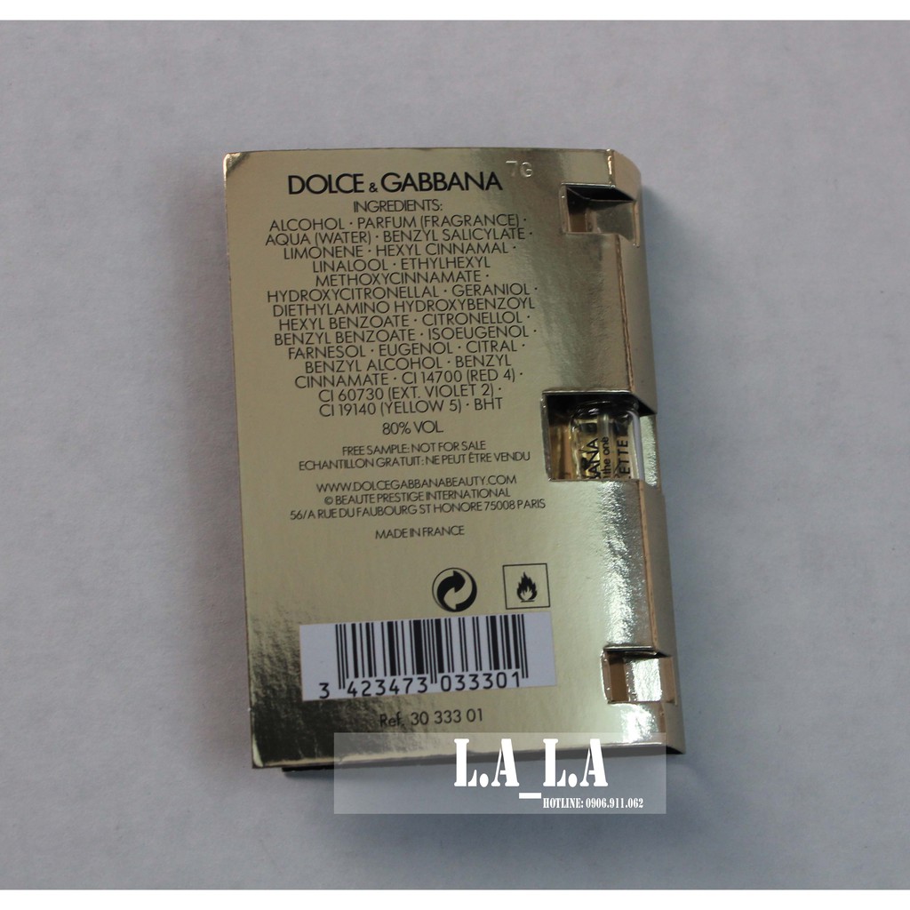 [vial] Nước hoa Dolce & Gabbana The One D&G The One the new 1.5ml