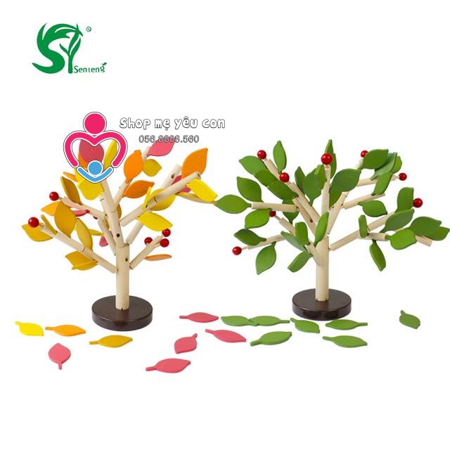 Cây lá gỗ Montessori - Gài lắp ghép lá cây luyện vận động tinh