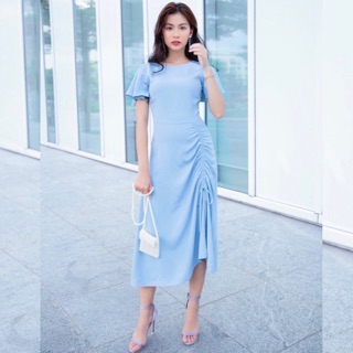 Đầm blue tùng rút dây