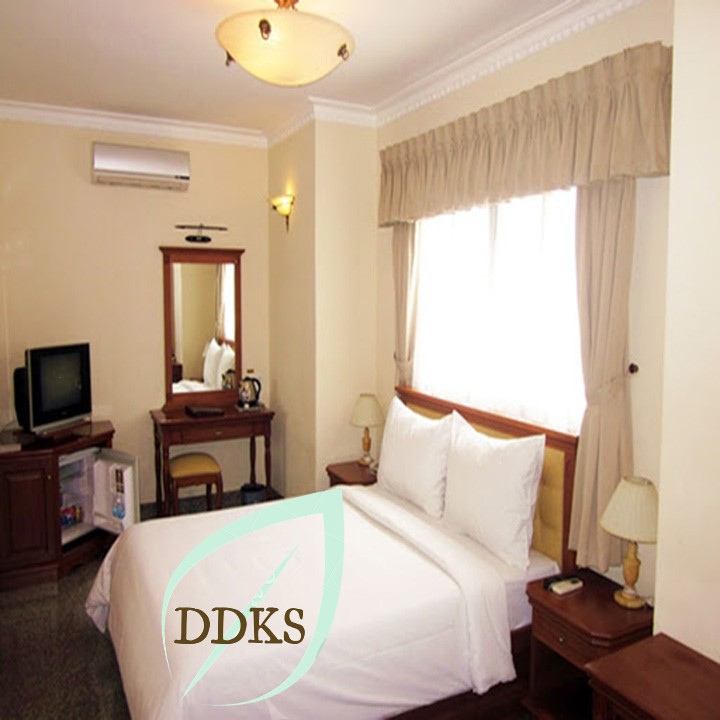 Bộ ga giường khách sạn, vải cotton cvc trắng trơn T1.2T đủ size: (chân nệm 5cm-15cm)