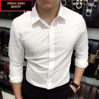 Áo sơ mi nam công sở trắng đen dài tay lụa cao cấp đẹp 2019 giá rẻ thời trang MINH ANH SHOP. HÌNH THẬT