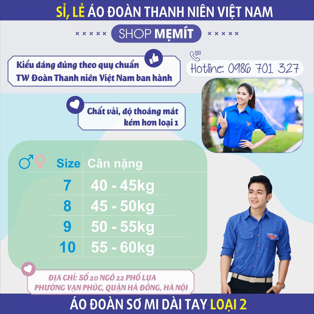 Áo Đoàn Thanh Niên Việt Nam hàng mỏng loại 2 (logo in)