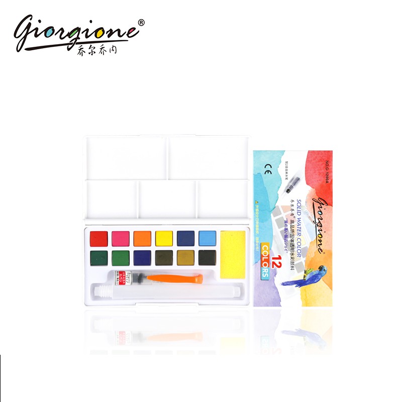 MÀU NƯỚC DẠNG NÉN GIORGIONE 12/18/24/36 - SOLID WATER COLOR (BỘ 12 TẶNG KÈM 1 CỌ NƯỚC, BỘ 18/24/36 TẶNG KÈM 2 CỌ NƯỚC)