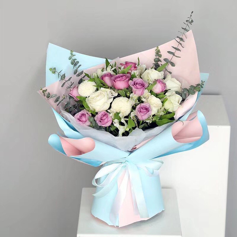 Giấy gói hoa 2 mặt 2 màu trơn phong cách hàn quốc