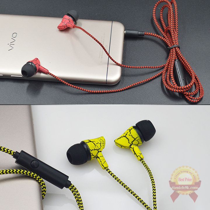 Tai nghe điện thoại dây dù chống rối siêu bass Có Mic in-ear nhét tai thế hệ mới Nghe Gọi chống ồn Qual