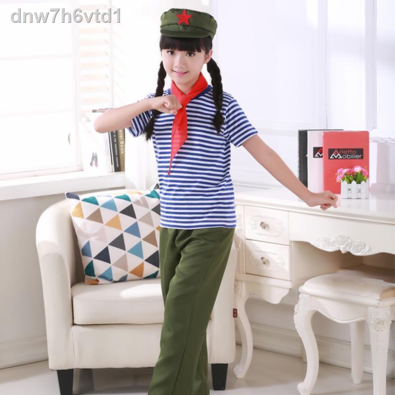 Children Sea Soul Set Áo nhỏ Hồng quân Yêu nước Hợp xướng Tìm hiểu vai trò tốt của Lei Feng Model Shining Red Trang phục