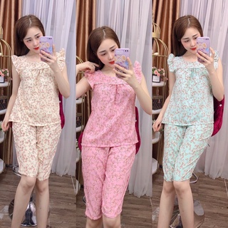Đồ bộ mặc nhà - đồ bộ lụa họa tiết hoa dễ thương - lua12
