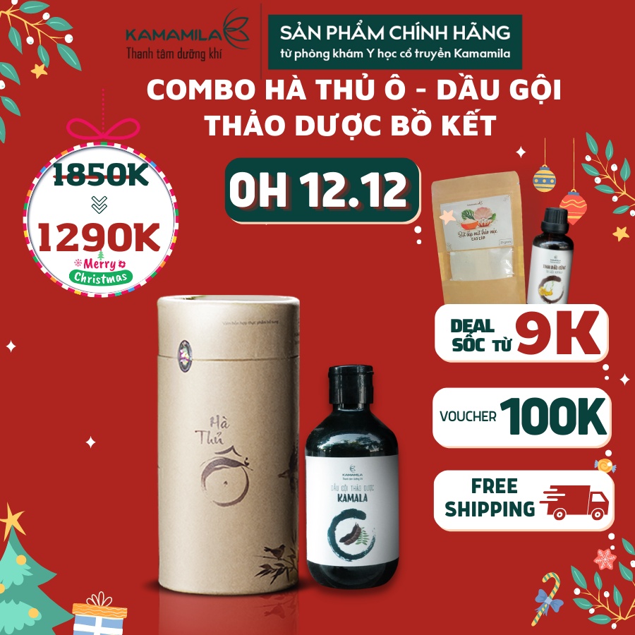 Combo Hà Thủ Ô Dầu gội thảo dược Kamamila - Hỗ trợ giảm rụng tóc, giúp tóc chắc khoẻ, bổ huyết