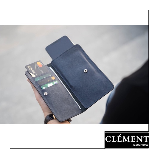 Ví điện thoại da nam cao cấp, bóp ví nam da bò thật Clément – CM010 – BH 12 tháng