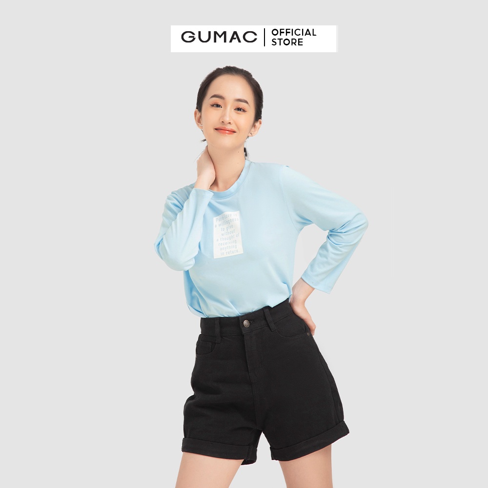 Áo thun nữ tay dài in chữ ATB12015 GUMAC