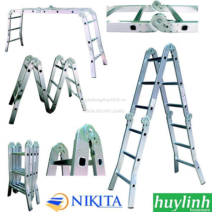 Thang nhôm gấp 4 đoạn 3 bậc Nikita NIK34 - 3.7 mét