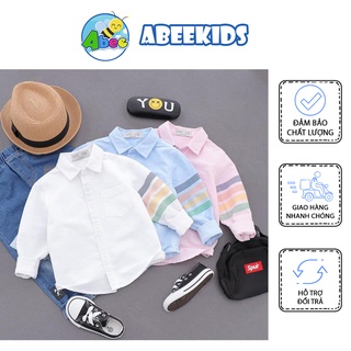 Áo Sơ Mi Kẻ Sọc Chất Đũi Cho Bé Trai Và Bé Gái Size 8-25kg SM02.
