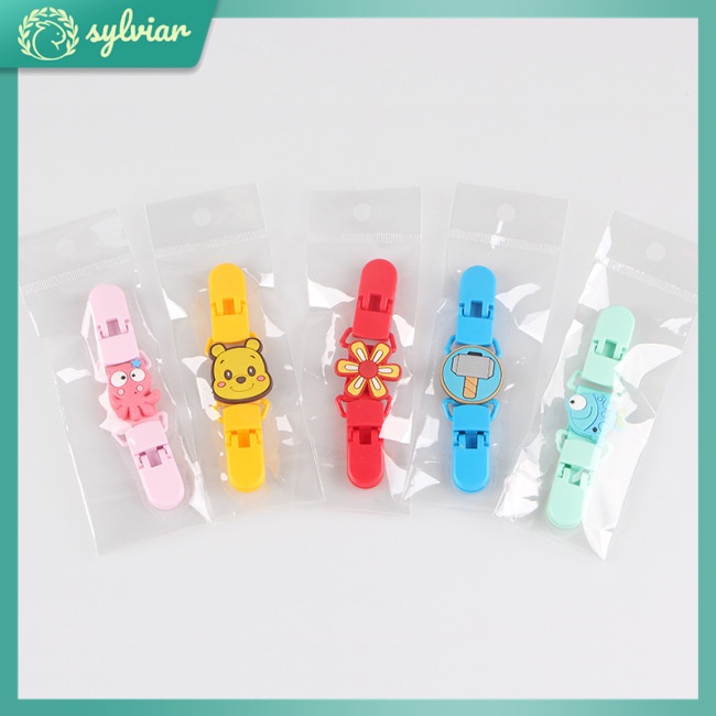 [sylviar] Kẹp Khăn Ăn Bằng Silicon Họa Tiết Hoạt Hình Cho Bé hain