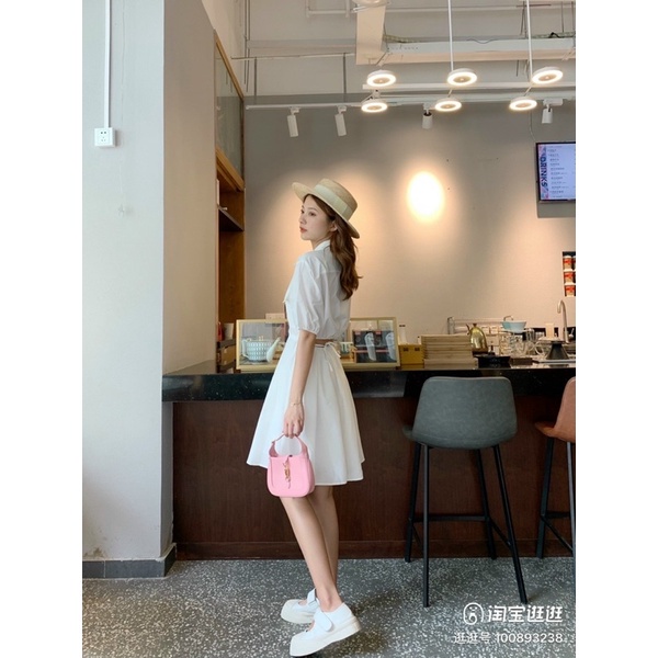 Đầm sơ mi 🌸 Váy hở lưng thắt eo dây tôn dáng thân xòe công chúa MYLADY