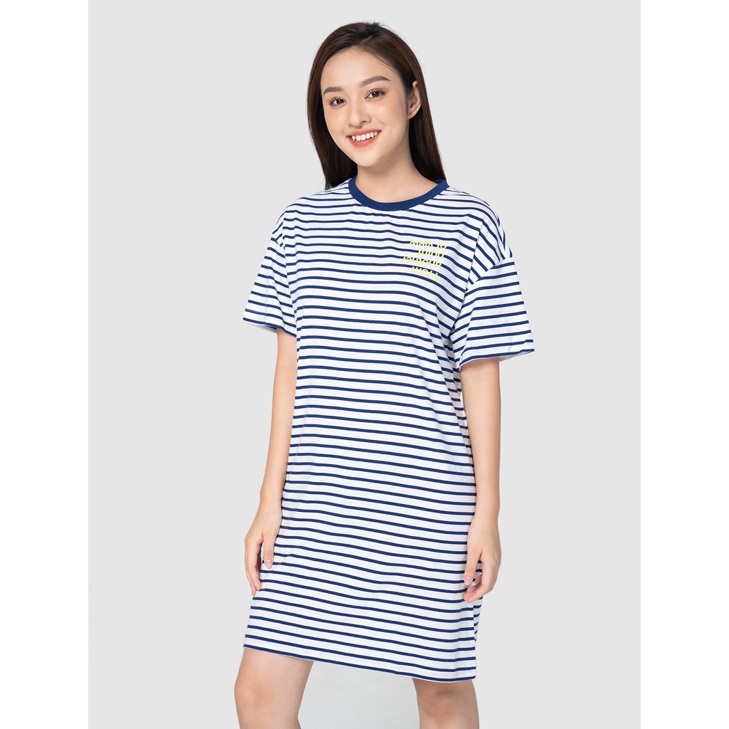 Váy liền nữ cotton USA kẻ ngang CANIFA 6DS21S008