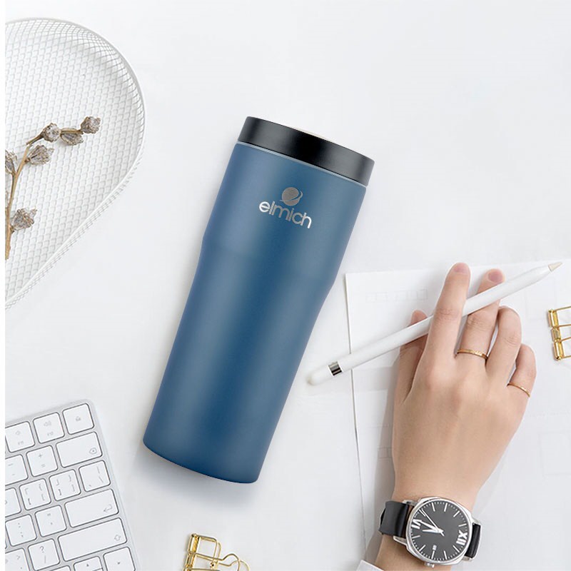 Cốc giữ nhiệt inox Cao cấp Elmich chính hãng  giữ nhiệt lâu, dễ vệ sinh và bỏ đá, để đồ uóng trong xe hơi,balo 480ml