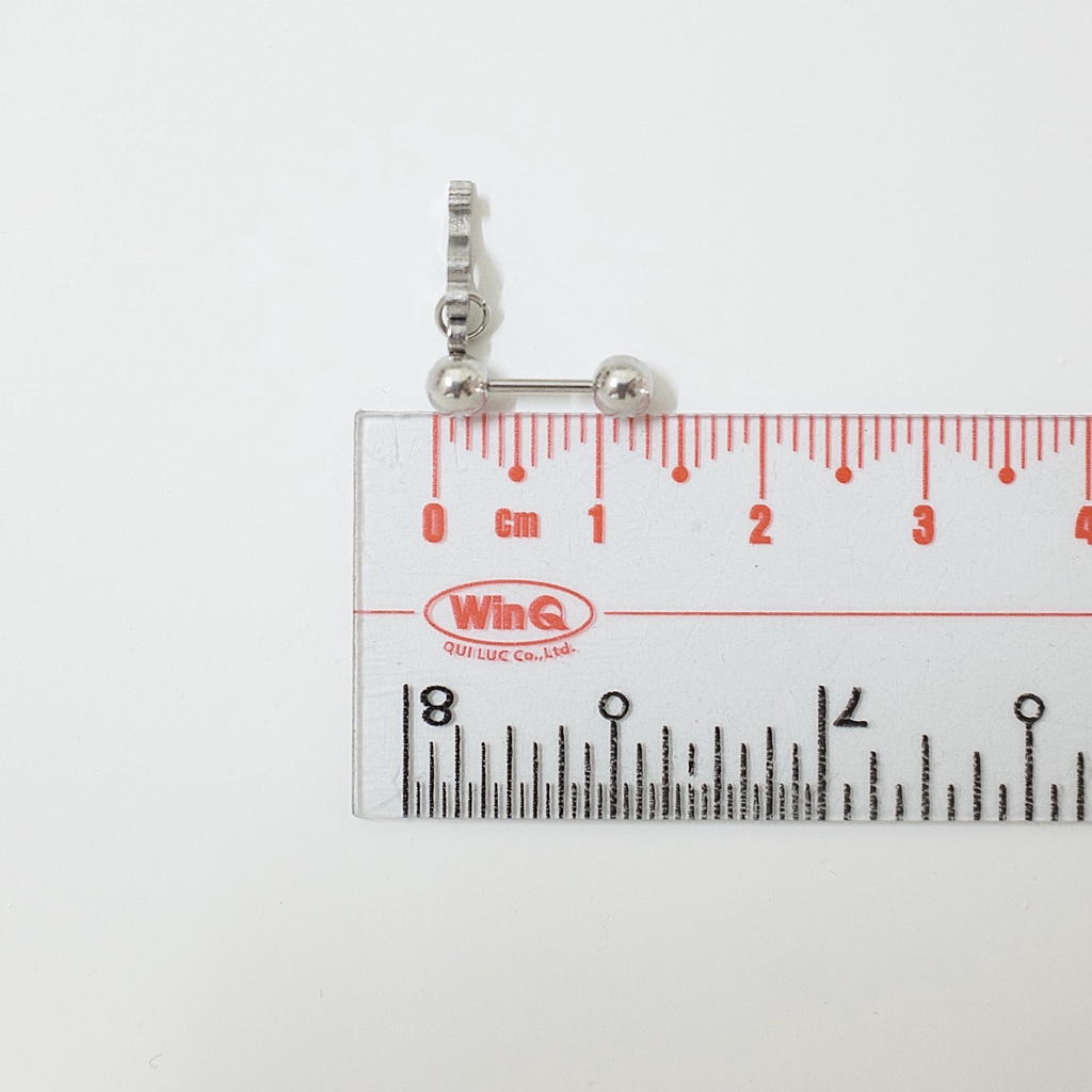 Khuyên Tai Titan Unisex Có Charm Chìa Khoá Bi Tròn Không Gỉ Sét Không Ngứa Bông Tai Julies Box 66