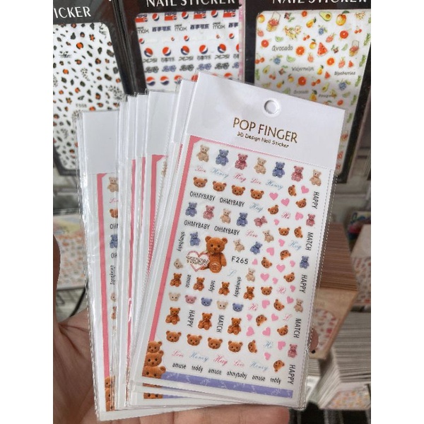Sticker dán móng nail hình gấu