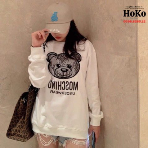 áo sweater unisex form rộng áo moschino in hình gấu chất liệu nỉ, co giãn 4 chiều HOKO | BigBuy360 - bigbuy360.vn
