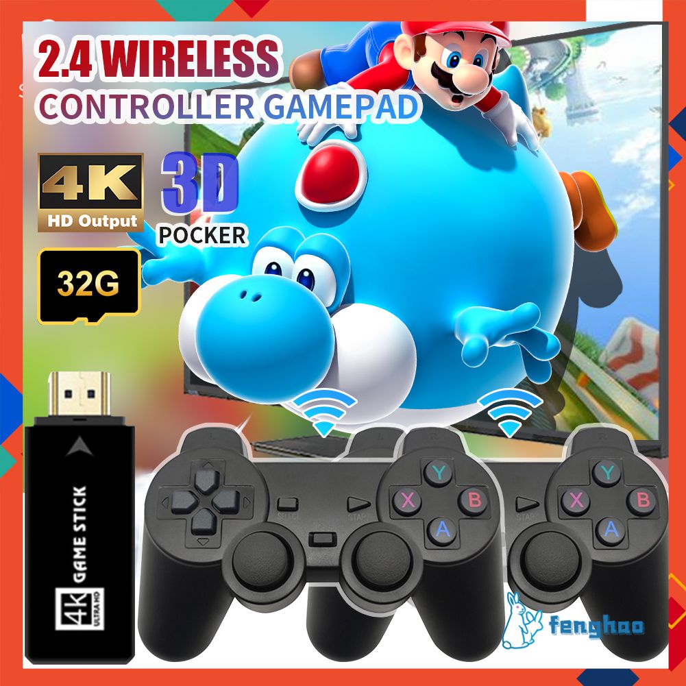 Máy Chơi Game Stick 4k 10.000 trò game mới tải thêm, máy chơi game cầm tay không dây 2.4G Cho PS1/GBA/PS2