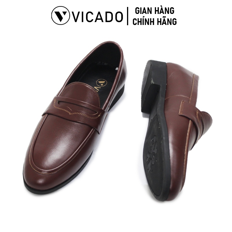 Giày lười nam da bò cao cấp công sở Loafer Vicado VO1112 màu nâu