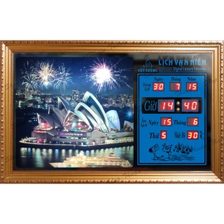 Đồng hồ Lịch Vạn Niên điện tử - Nhà hát Opera Sydlney 55419_(KT55x35x7cm)_Có 2 Loại (không Remote đèn và Có Remote đèn)