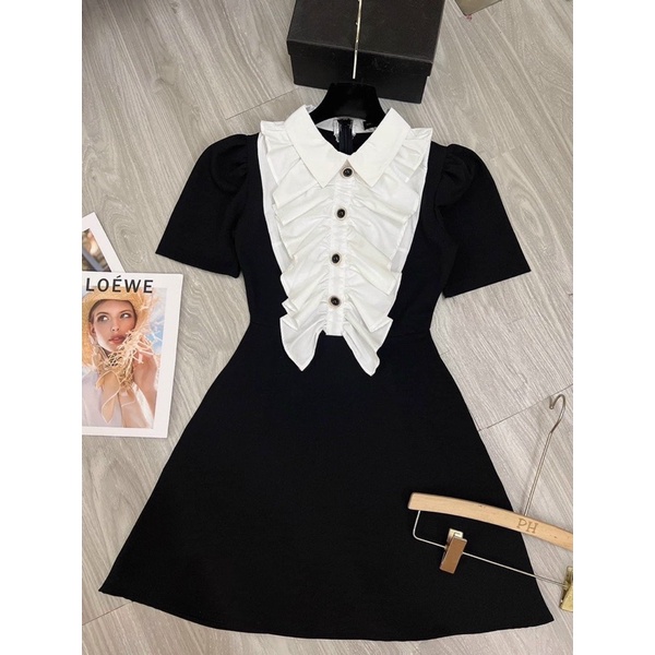 Bigsize Đầm cổ bèo đen 55-95kg