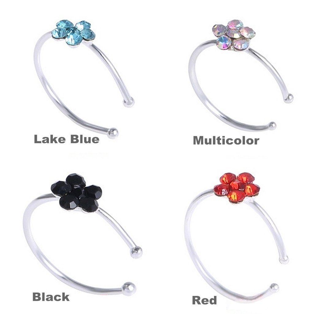 Khuyên Mũi Hình Hoa Đính Đá 5 Màu 12 Màu Lựa Chọn