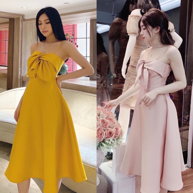 Đầm xoè 2 dây xoắn nơ