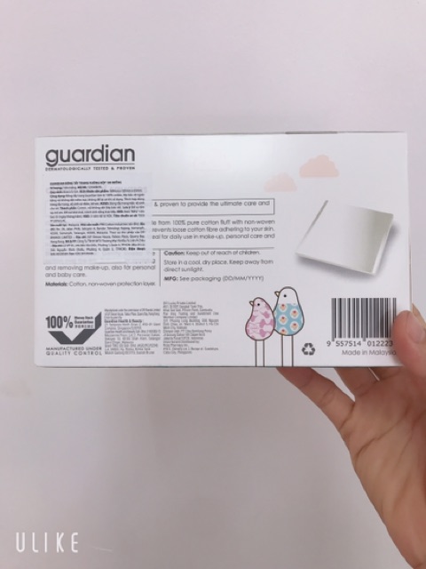Bông tẩy trang Guardian hộp 100M