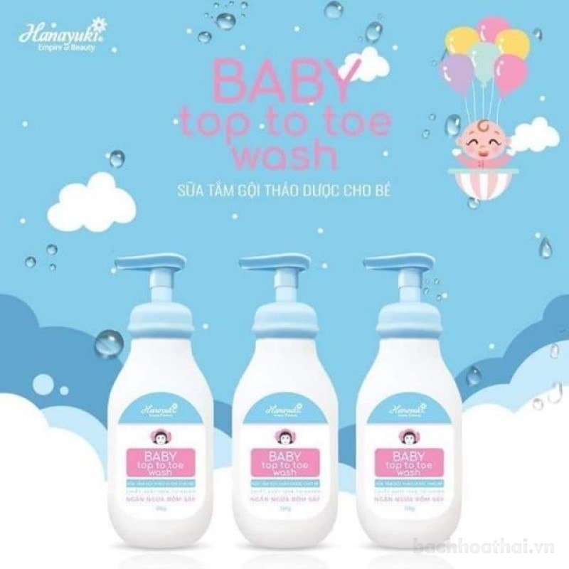 Chai 150g Sữa tắm gội cho bé Hanayuki Baby-top-to-toe-wash