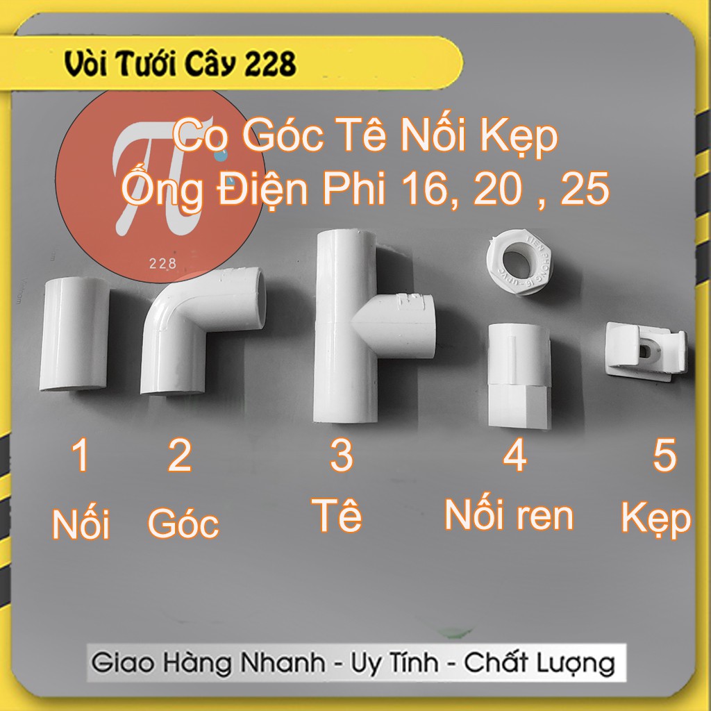 Cút co góc, tê, nối ống tròn luồn dây điện Tiền Phong phi 16, 20, 25 dùng chế lọc bể cá