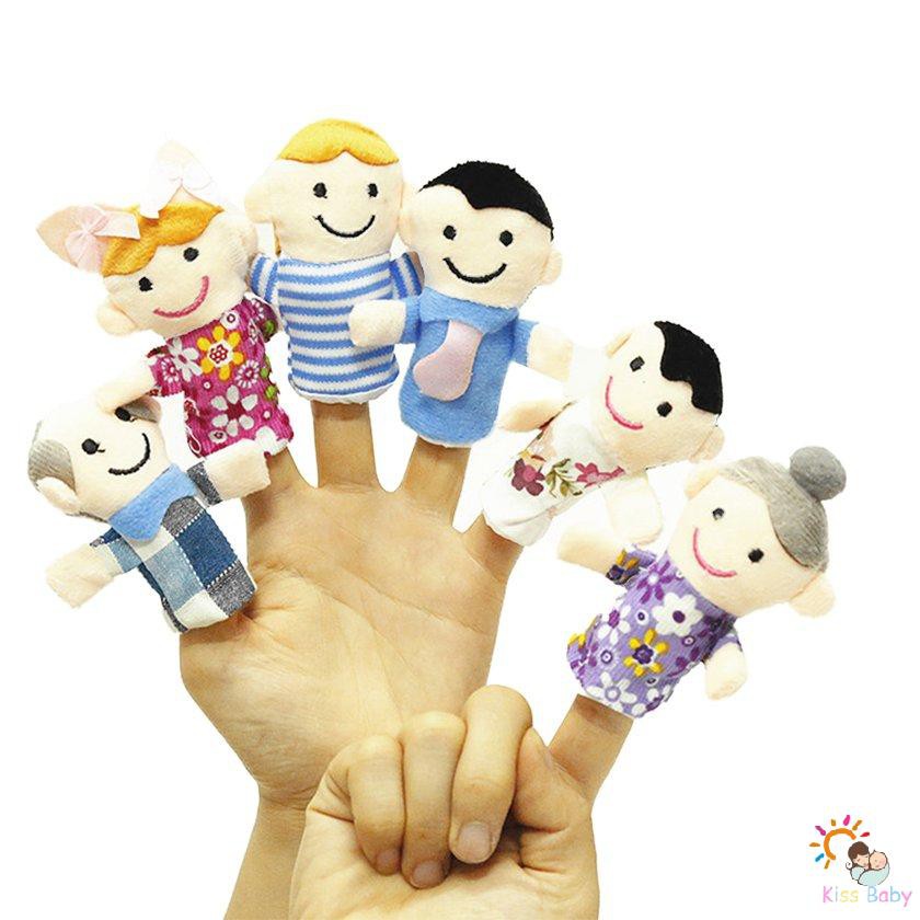 1pc Story Finger Puppets 6 People Family Members Kids Early Educational Toy