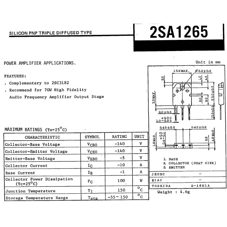 Cặp transistor A1265- C3182 tháo máy