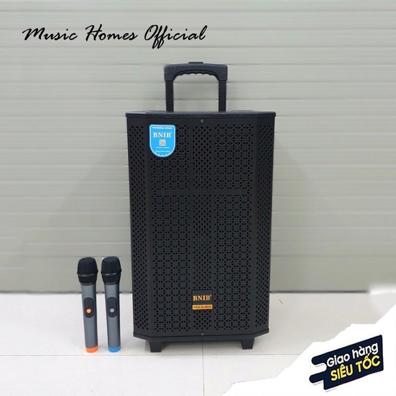 Loa kéo công suất lớn BNIB 1599 Bass 40, 2 đường tiếng - 2 tay micro thu âm cực tốt, Bảo hành 12 tháng