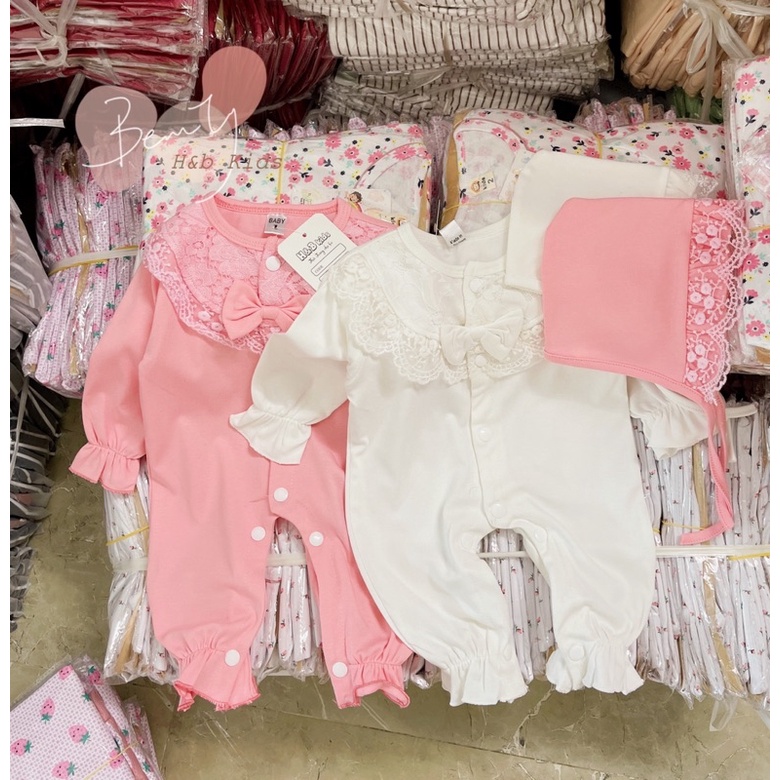 Body ren trơn kèm mũ cho bé gái