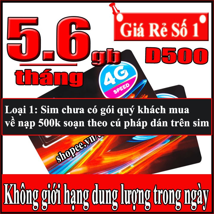 Sim 4G vinaphone max băng thông (tặng ngay 500gb tốc độ cao / tháng x miễn phí 12 tháng không cần nạp tiền)