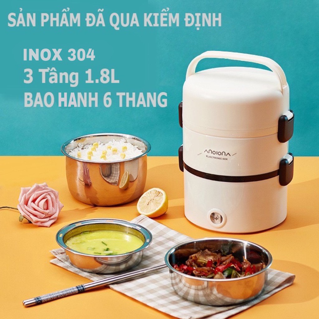 Cặp Lồng Hộp Cơm Điện Đa Năng Nấu Chín Và Giữ Nhiệt Đồ Ăn, 3 Ngăn, Làm nóng nhanh chóng phù hợp dân văn phòng | BigBuy360 - bigbuy360.vn
