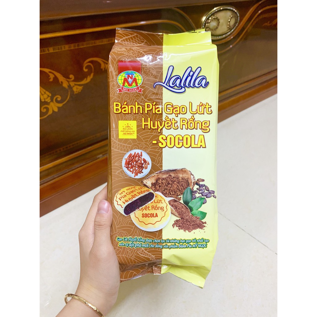 LaLiLa _ 360g 4 Bánh pía CHAY gạo huyết rồng SOCOLA tươi, KHÔNG CÓ trứng muối & SẦU RIÊNG, có Vitamin nhóm B tốt trí nhớ