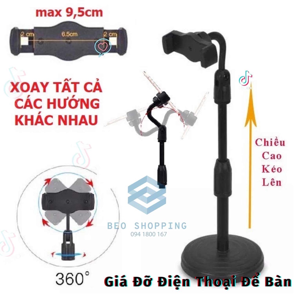 Giá Đỡ Điện Thoại Để Bàn Kẹp Điện Thoại Livestream Xem Video Xoay 360 Độ