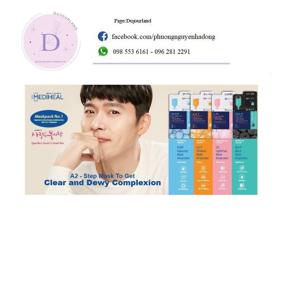 (Có bill) (Cấp ẩm cực đỉnh) Mặt Nạ Mediheal Siêu Cấp Ẩm Phiên Bản 2 Bước N.M.F Aquaring Mask Ampoulex